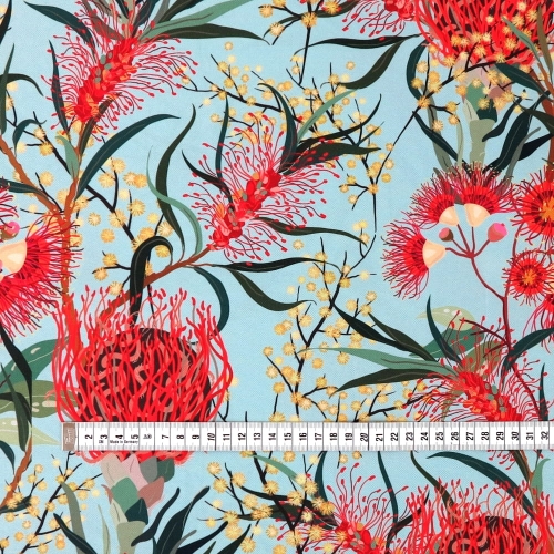 TKANINA WODOODPORNA Kwiaty kasztanowca na miętowym