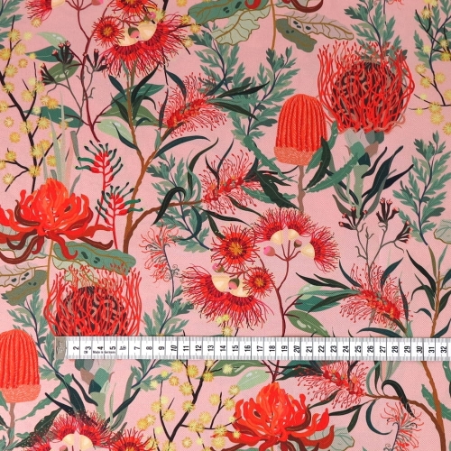 TKANINA WODOODPORNA Kwiaty kasztanowca na koralowym