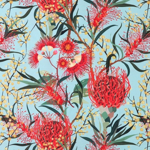 TKANINA WODOODPORNA Kwiaty kasztanowca na miętowym