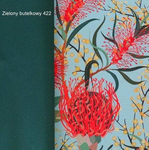 TKANINA WODOODPORNA Kwiaty australijskie na miętowym