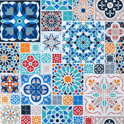 TKANINA WODOODPORNA Kafelki portugalskie duże-małe [6-8]