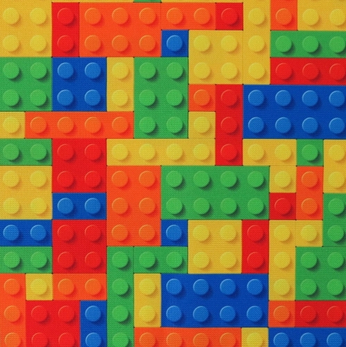 TKANINA WODOODPORNA OXFORD Klocki czerwono-pomarańczowe [6-8]