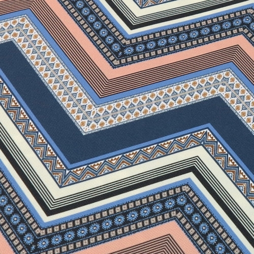 TKANINA WODOODPORNA Zygzak etno brązowo - grafitowy