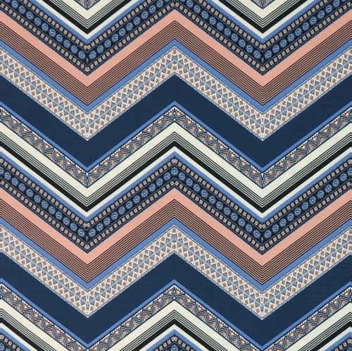 TKANINA WODOODPORNA Zygzak etno brązowo - grafitowy