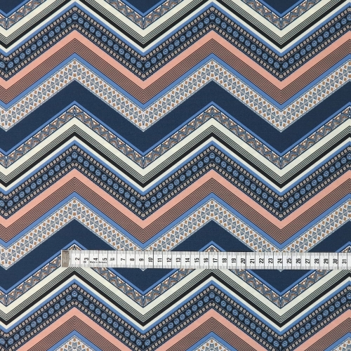 TKANINA WODOODPORNA Zygzak etno brązowo - grafitowy