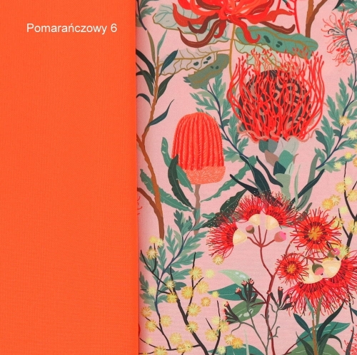 TKANINA WODOODPORNA Kwiaty australijskie na koralowym