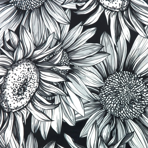 WELUR TAPICERSKI Słoneczniki czarno-białe