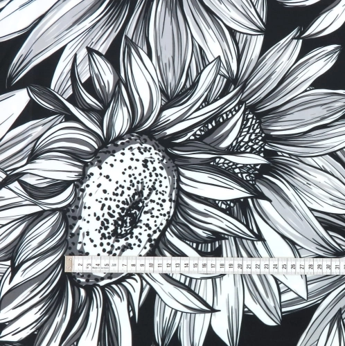 WELUR TAPICERSKI Słoneczniki czarno-białe