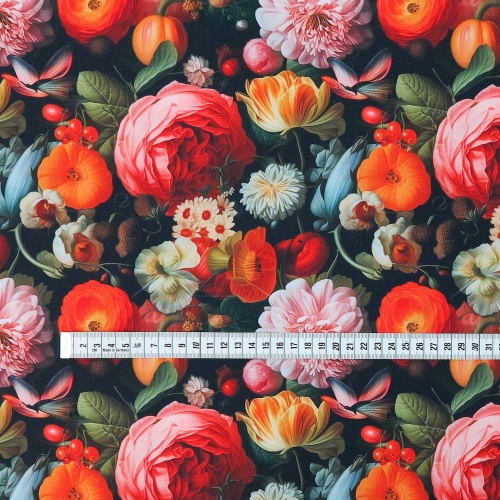 TKANINA WODOODPORNA Kwiaty pomarańczowe