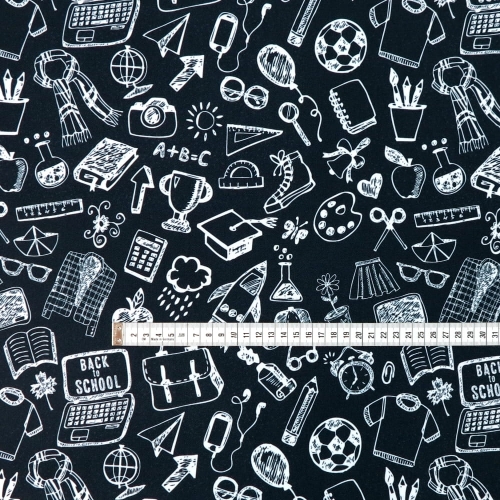 TKANINA WODOODPORNA Wzór szkolny czarno-biały