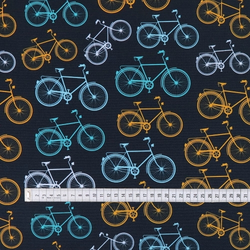 TKANINA WODOODPORNA Rowery na czarnym