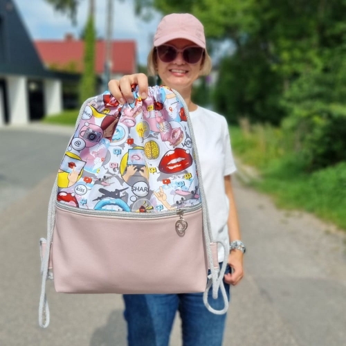 Wykrój A0- Plecak worek z kieszenią na suwak