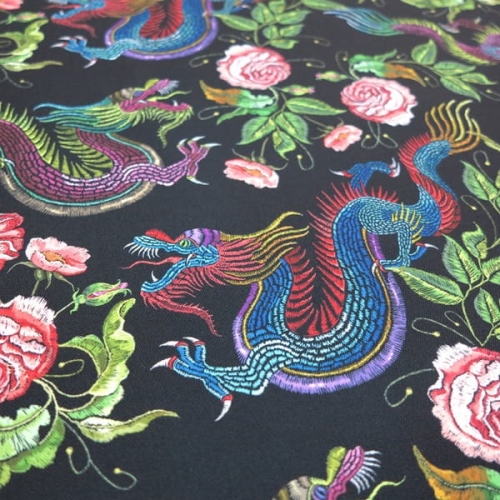 TKANINA WODOODPORNA Smoki i róże [6-8]