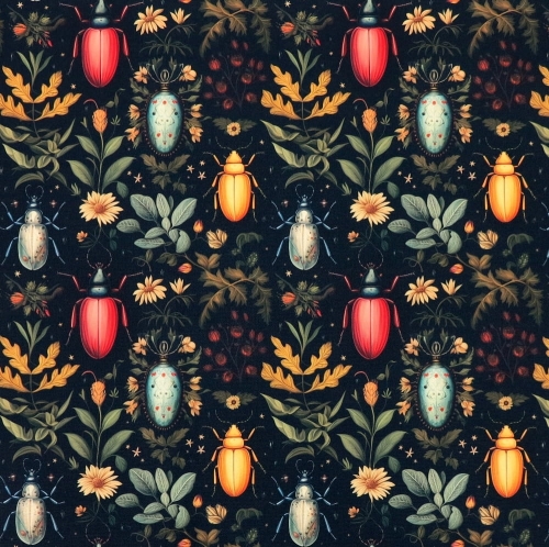 TKANINA WODOODPORNA Leśne owady z kwiatami