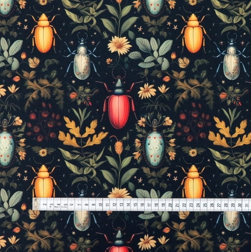 TKANINA WODOODPORNA Leśne owady z kwiatami