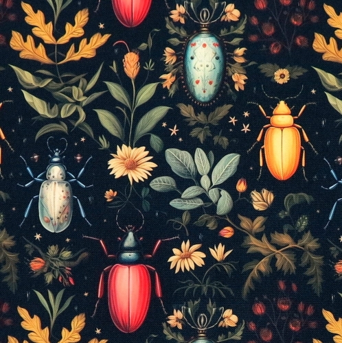 TKANINA WODOODPORNA Leśne owady z kwiatami