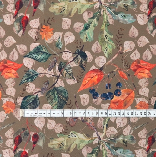 TKANINA WODOODPORNA Las jesienny oliwkowo - brązowy