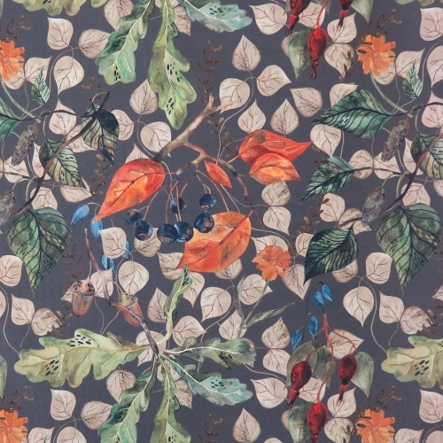 TKANINA WODOODPORNA Las jesienny szaro - brązowy