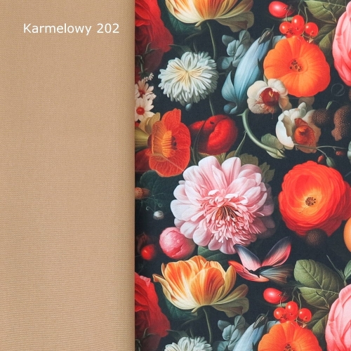 TKANINA WODOODPORNA Kwiaty pomarańczowe