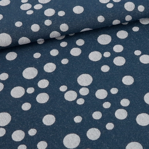 TKANINA WODOODPORNA Groszki granatowa