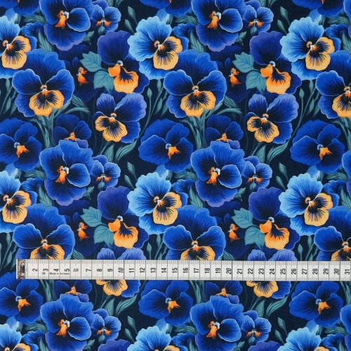 TKANINA WODOODPORNA Bratki niebieskie