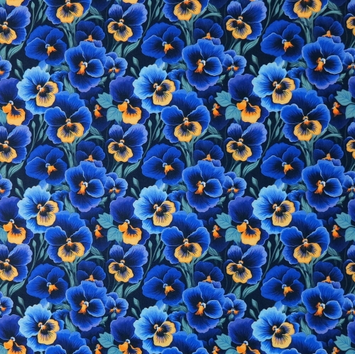 TKANINA WODOODPORNA Bratki niebieskie