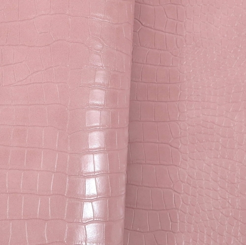 Ekoskóra kaletnicza skóra krokodyla mała - kolor różowy brudny jasny