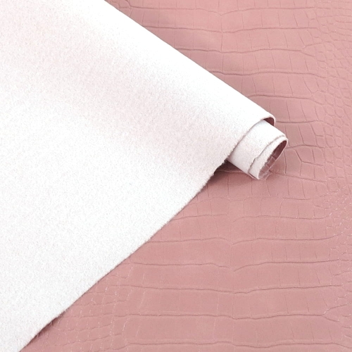 Ekoskóra kaletnicza skóra krokodyla mała - kolor różowy brudny jasny
