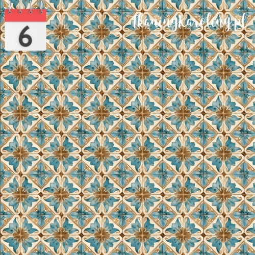 TKANINA WODOODPORNA OXFORD Kafelki błękitno brązowe [6]