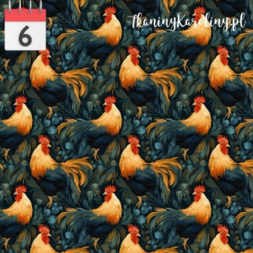 TKANINA WODOODPORNA OXFORD Koguty granatowe [6]