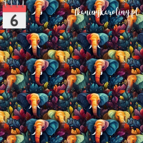 TKANINA WODOODPORNA OXFORD Kolorowe słonie [6]