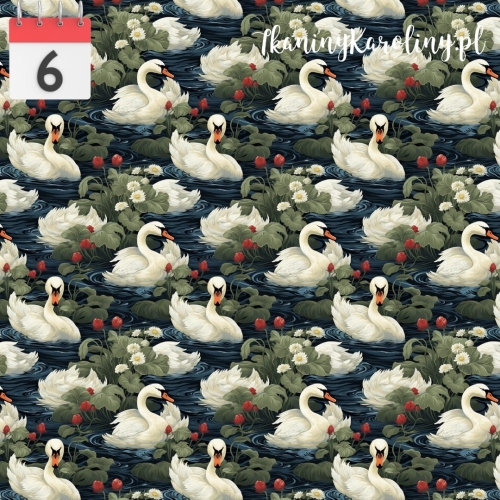 TKANINA WODOODPORNA OXFORD Łabędzie na wodzie [6]