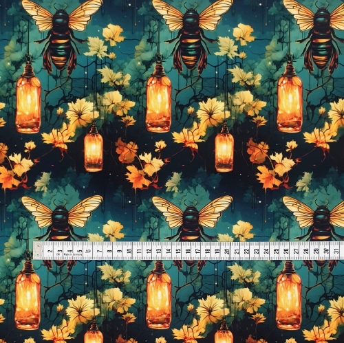 WELUR TAPICERSKI Pszczoły i lampiony