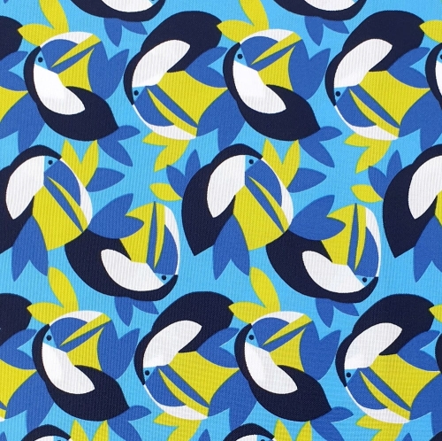 TKANINA WODOODPORNA OXFORD Tukany niebieskie