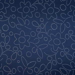 TKANINA WODOODPORNA OXFORD Wzór haftowany biały na granatowym 