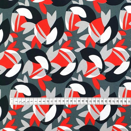 TKANINA WODOODPORNA Tukany czerwone