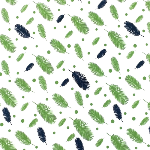 TKANINA WODOODPORNA Piórka zielono - czarne na białym