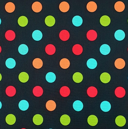 TKANINA WODOODPORNA Grochy czerwono - zielone na czarnym