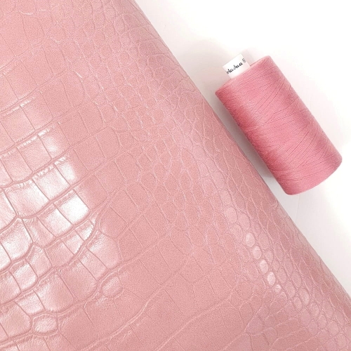 Ekoskóra kaletnicza skóra krokodyla mała - kolor różowy brudny jasny