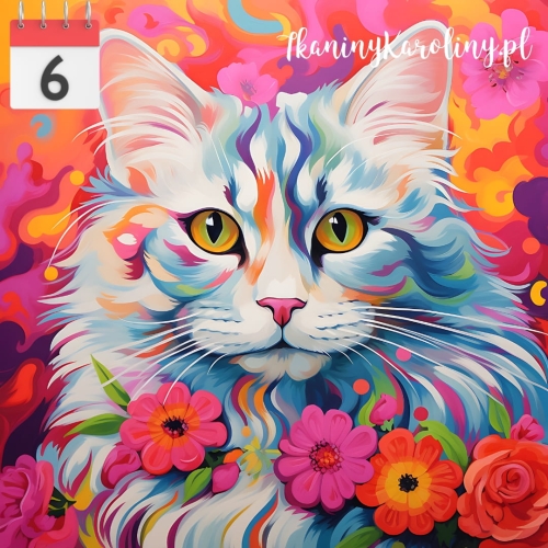 Panel welurowy Kot w kwiatach 3 [6]