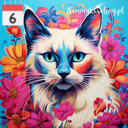 Panel welurowy Kot w kwiatach 10 [6]