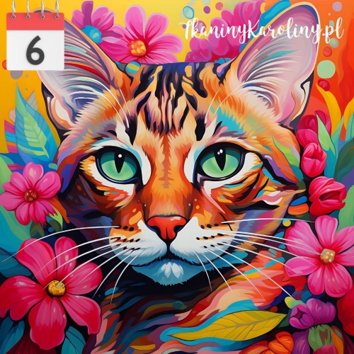 Panel welurowy Kot w kwiatach 12 [6]