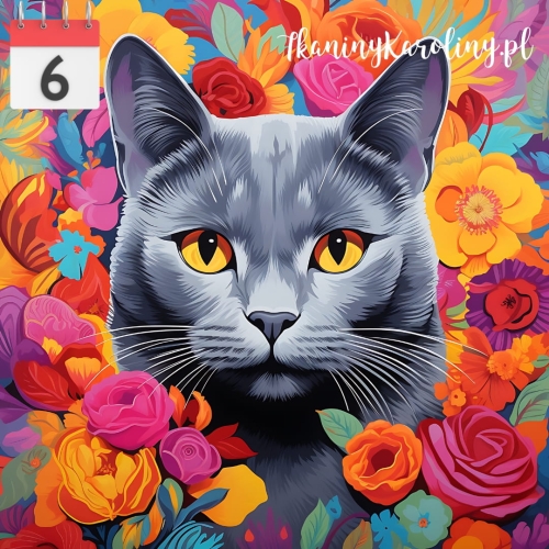 Panel welurowy Kot w kwiatach 16 [6]