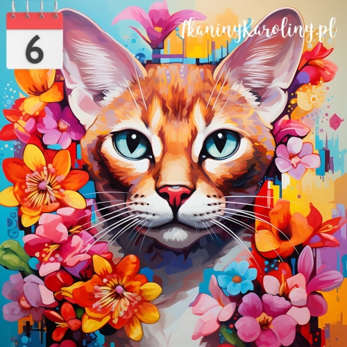 Panel welurowy Kot w kwiatach 17 [6]