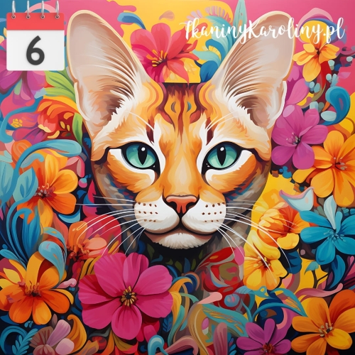 Panel welurowy Kot w kwiatach 18 [6]