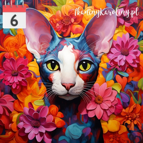 Panel welurowy Kot w kwiatach 20 [6]