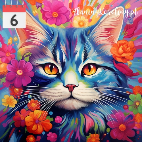 Panel welurowy Kot w kwiatach 21 [6]