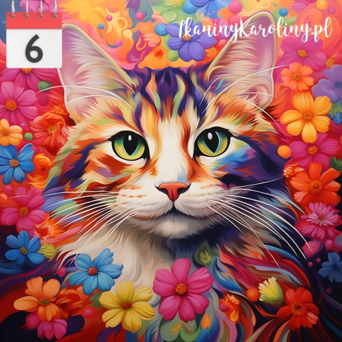 Panel welurowy Kot w kwiatach 22 [6]