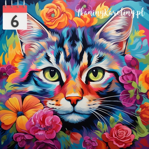 Panel welurowy Kot w kwiatach 29 [6]