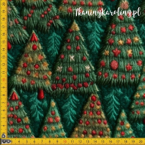 Tkanina Wodoodporna haft choinki 1.jpg